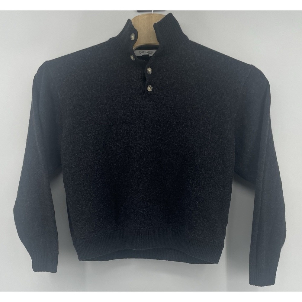 Joseph & Feiss Sweater Mens XL Charcoal Gray Merino Wool Blend Preppy SHRUNKEN